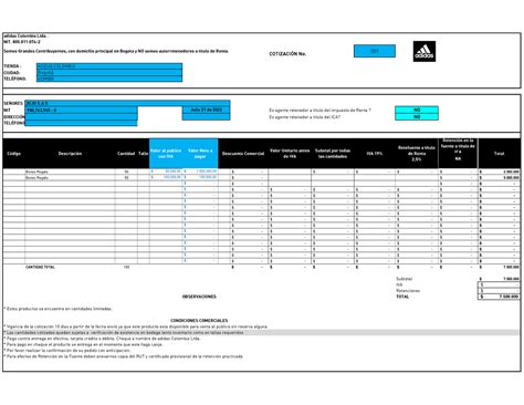 adidas cotizacion